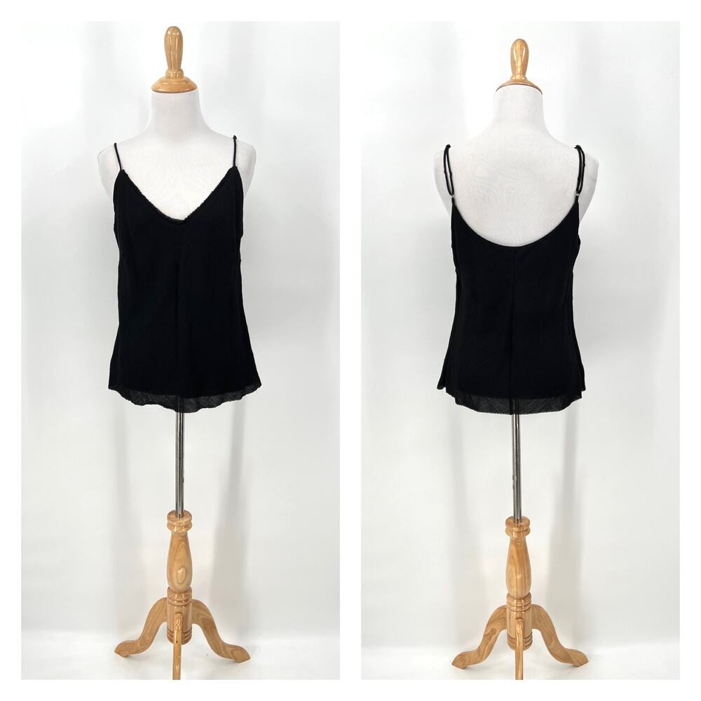 PHAROAH COLLECTION Dawn Cami Tank Womens 3 Large Black V-neck Viscose Gauze Top